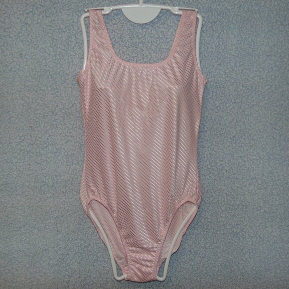 Evan-Picone Pink Striped Leotard L - Picture 1 of 7